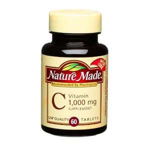  Nature Made Vitamin C, 1000 mg, Premium Tablets, 60 