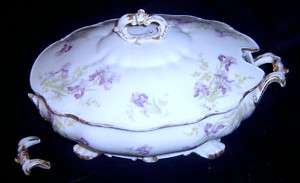 Wm Guerin Limoges Iris Casserole with Cover Gold 13  