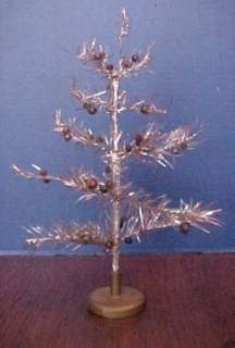 VINTAGE 1960s SMALL ALUMINUM CHRISTMAS TREE WITH GLASS BEADS  