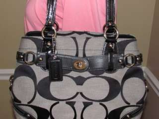   Siganture Carly Carryall Handbag Purse 13298~ Black & Gray $398  