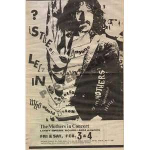  Frank Zappa Lindy 1967 Original Concert Ad Poster