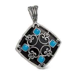   Sterling Silver Black Onyx Turquoise Tempting Teals Enhancer Jewelry