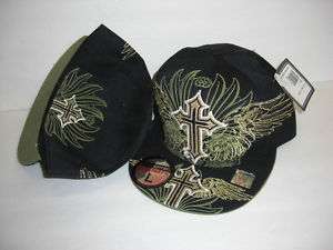NEW HAT CAP FITTED MMA GOLD YELLOW BLACK CROSS 7 1/8 M  