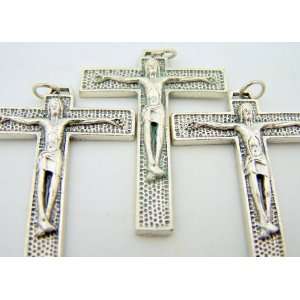   Catholic Crucifix Silver Gild Cross 1 3/4 Tau Jesus Christ Jewelry