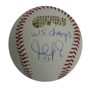  Autographed Julio Lugo Ball   2007 World Series inscribed 