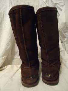 womens bearpaw chocolate brown tall winter boots size 7 w7 (118 