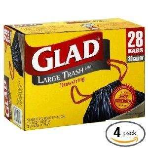  Glad Drawstring Large Trash Bags, 30 Gallon  28 Count (4 