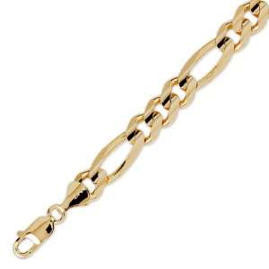  14K Solid Yellow Gold Figaro Chain Bracelet 9.7mm (3/8 in 
