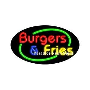  Flashing Burgers and Fries Neon Sign (Oval) Sports 