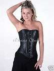 Black Victorian Leather Corset Steel Boned Dress Sz 42