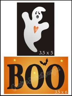 New Stencil #T184 ~ Halloween Ghost topper with BOO Bat Stars   paint 