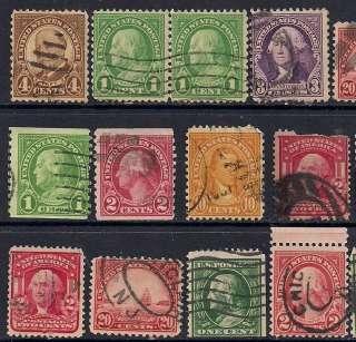   of 43 stamps 3¢ Lincoln, #720  3¢ Washington, singles, pairs  