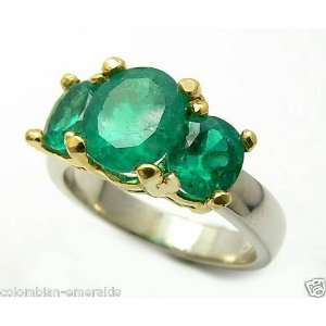 Colombian Emerald Ring 14k White/yell Gold 3.5 Cts