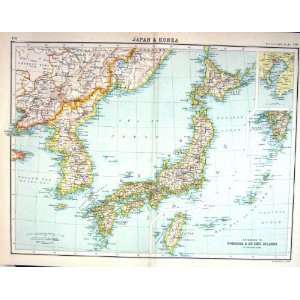  Bartholomew Map C1900 Japan Korea Taiwan Tokio Yellow Sea 
