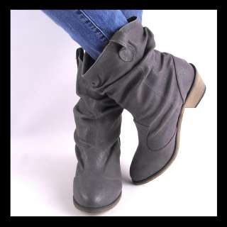 NEW GRAY WESTERN SLOUCH ANKLE BOOTS  