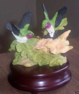 Ceramic Hummingbird Music Box Born Free Olive Green  