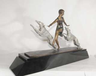 Art Deco Borzoi Dog Figurine Bronze Lormier  