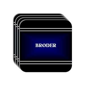 Personal Name Gift   BRODER Set of 4 Mini Mousepad Coasters (black 