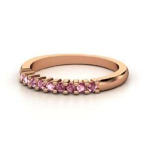  Slim Nine Gem Band Ring, 14K Rose Gold Ring with Rhodolite 