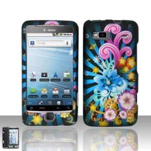  HTC Tmobile G2 Vanguard Neon Floral Rubberized Hard Case 