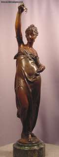 Beautiful Antique Bronze Lady Signed Bouret 19.25  