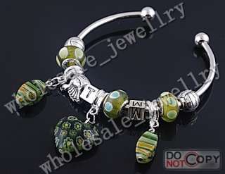 Free 6X mille fleurs glass&alloy&copper bracelet  