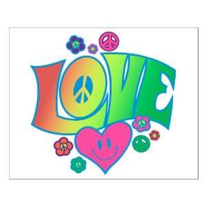  Small Poster Love Peace Symbols Hearts and Flowers 