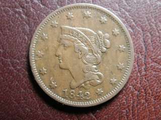 US Large Cent Braided Hair 1842 N4  