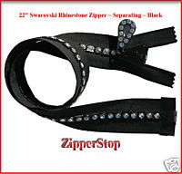 22 Swarovski Rhinestone Zipper ~ Separating ~ Black  