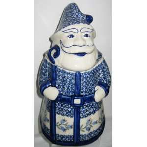 Polish Pottery Santa St. Nick Christmas Cookie Jar Canister ASD Bell 