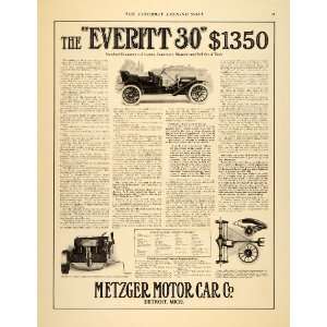  1909 Ad Metzger Motor Car Everitt 30 Engine Automobile 