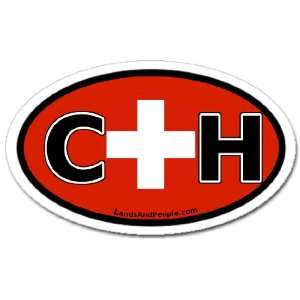   CH and Swiss Flag Car Bumper Sticker Decal Oval Automotive