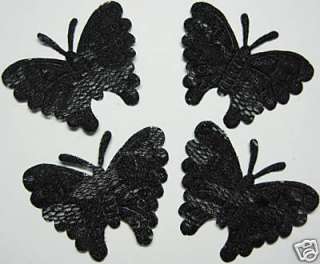 Embossed Lace Butterfly Appliques x100 Black   Bridal  