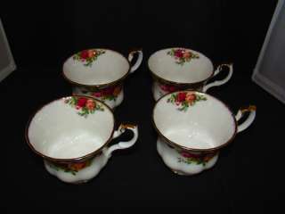   Royal Albert Old Country Roses 4 Tea Cups & Saucers Ruffled Sugar Bowl