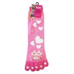   Toe Socks Pink w/ Heart Bug and Hearts   Toe Socks Toys & Games