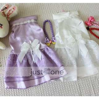 Dog Pet Wedding Dress Clothes Apparel Princess Purple S  