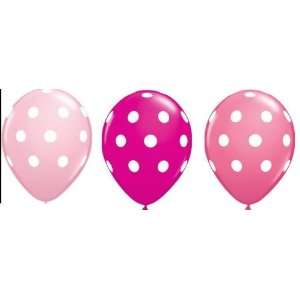   30ct Assorted Pink Polka Dot Latex Balloons 