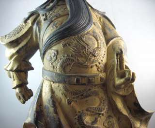 20 Old Chinese Gilt Bronze Warrior God(Guan Yu) Statue  