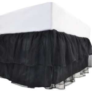  Tadpoles Triple Layer Tulle Twin Bed Skirt, Black Baby