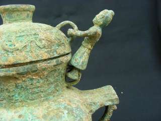 China Old Antique Bronze Dragon Head Statue Pot  