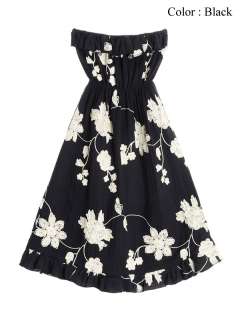 New Womens Floral Embroidery Summer Tube Dresses S   M  