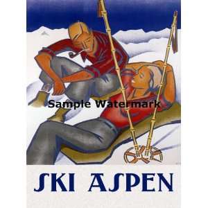   SUN Skiing Ski Winter Sport 20 X 30 Image Size Vintage Poster