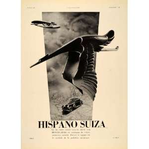  1935 French Ad Hispano Suiza Vintage Car Rene Ravo Bird 