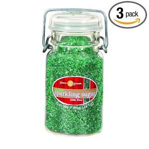 Dean Jacobs Green Sparkling Sugar Glass Jar with Wire, 7.8 Ounce (Pack 