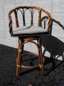 Vintage Rattan Bentwood Bar Stool Cushion High Chair  