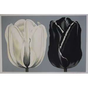  Lowell Nesbitt, Black and White Tulips, Signed Serigraph 