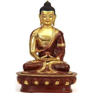 Lord Buddha in Meditation   Copper Sculpture Gilded with 24 Karat Gold
