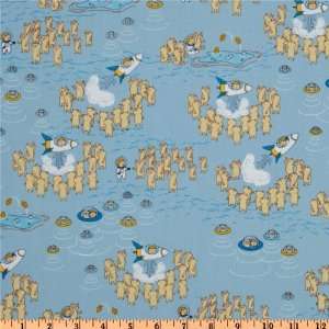  44 Wide Marty Goes To Mars Space Men Baby Blue Fabric By 