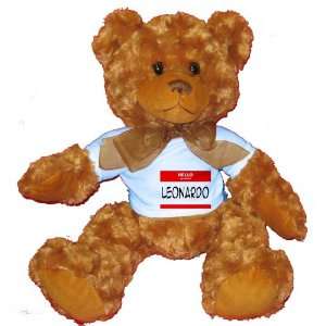  HELLO my name is LEONARDO Plush Teddy Bear with BLUE T 