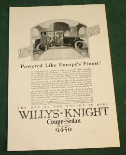 Vintage 1924 Willys Knight Coupe Sedan Ad Nat Geo  